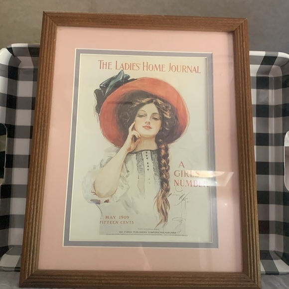 The Ladies’ Home Journal wall art vintage hanging wooden frame MMC lady in a hat - Picture 3 of 5